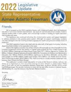 State Rep Freeman newsletter 2022